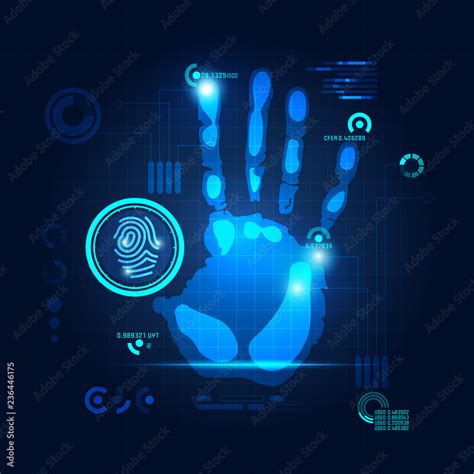 Hand Scan In Futuristic Style Vector Of Handprint With Technological