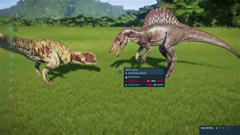 Jurassic World Evolution Giganotosaurus Vs Spinosaurus Youtube