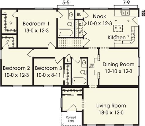 Washburn Ii Square Foot Ranch Floor Plan