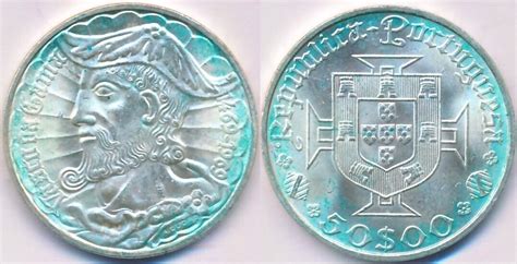 Portugal 50 Escudos 1969 Silbermünze Lisbon 650er Silber Vasco da Gama