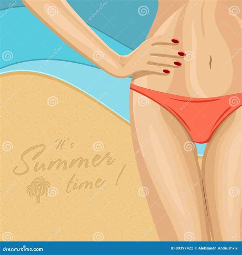 Frau Im Bikini Vektor Abbildung Illustration Von Strand 89397422