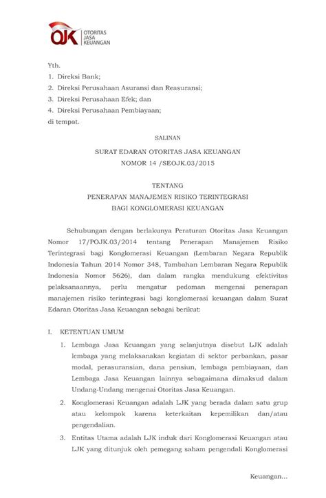 Pdf Se Ojk No Seojk Tentang Penerapan Mrt Bagi