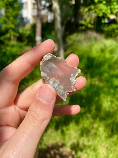 Purple Plume Agate Slice Polished Raw Moss Agate Stone Multicolor