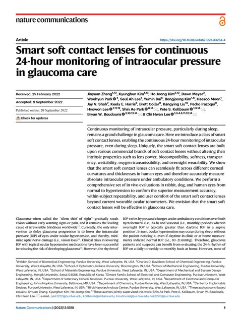 PDF Smart Soft Contact Lenses For Continuous 24 Hour Monitoring Of