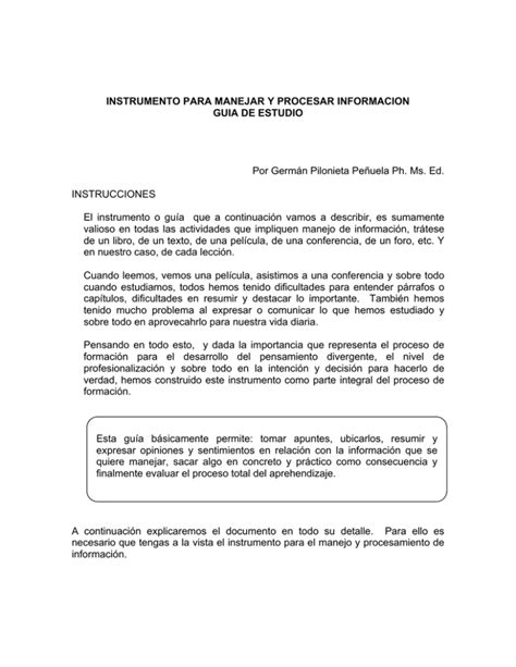 Instrumento Para Manejar Y Procesar Informacion