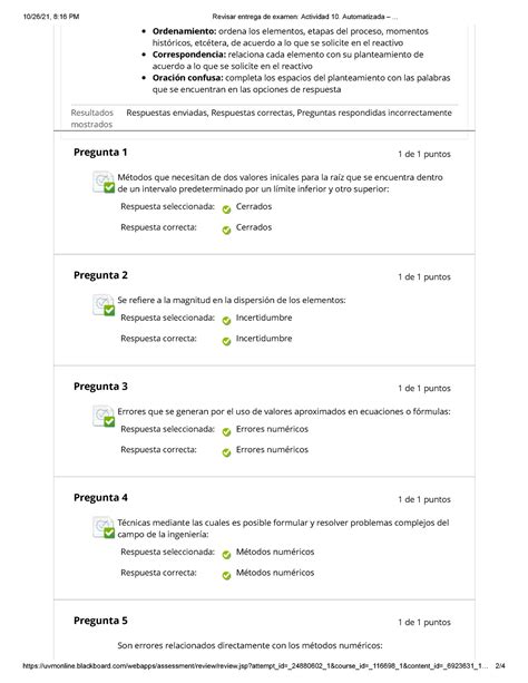 Revisar Entrega De Examen Actividad Automatizada