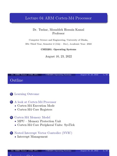 Lecture 04 ARM Cortex-M4 Processor | PDF | Operating System | Software ...