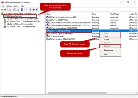 Start Stop And Restart Sql Server Services 5 Different Methods