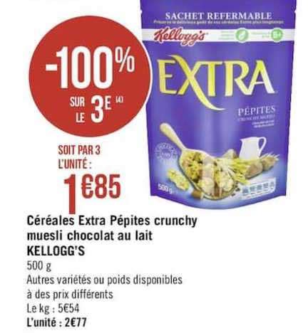 Promo C R Ales Extra P Pites Crunchy Muesli Chocolat Au Lait Kellogg S