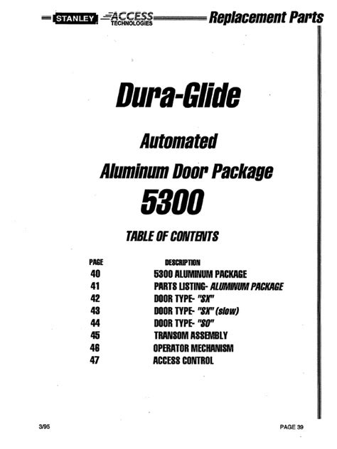 Repuestos Stanley Dura Glide 5300 Replacement Parts Guide Pdf