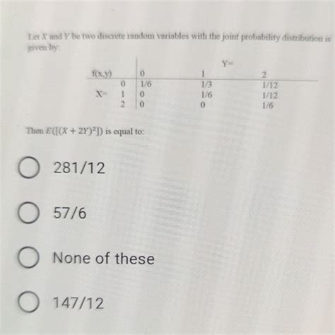 Solved Let X And Y Be Two Discrete Random Variables With The