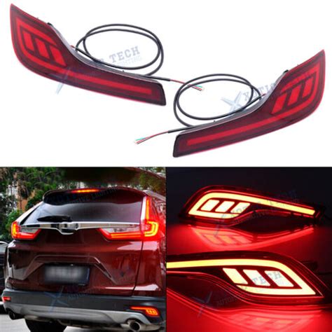 Red Led Rear Fog Bumper Reflector Brake Tail Signal Lights Lamp For Crv