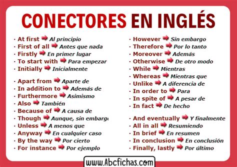 Conectores En Ingles Abc Fichas