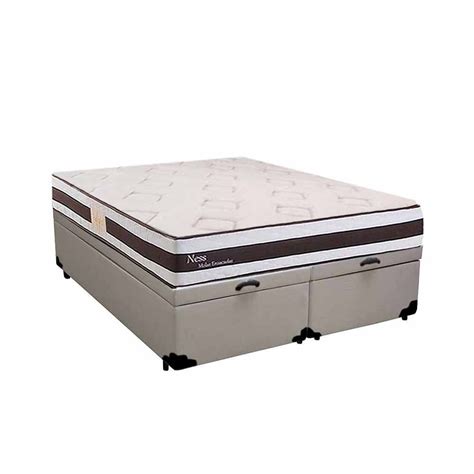 Conjunto Cama Box Baú Sintético Branco Bipartido Colchão King Herval