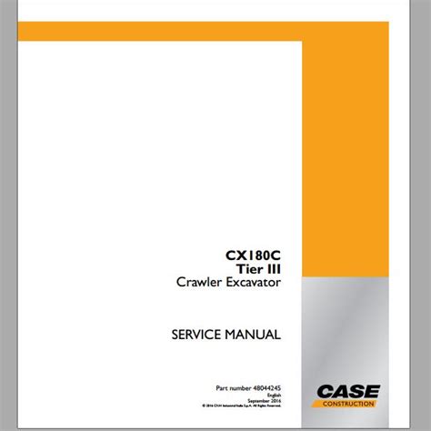 Case Crawler Excavator Cx C Tier Service Manual