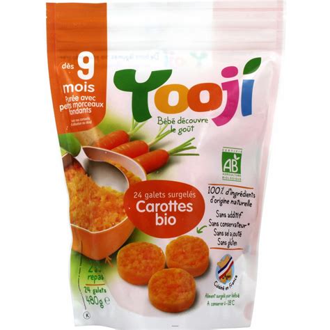 Purée bébé bio dès 9 mois carottes YOOJI le sachet de 24 galets