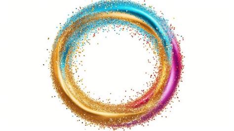 Colorful Glitter Swirling Particles On Circle Frame Premium Ai