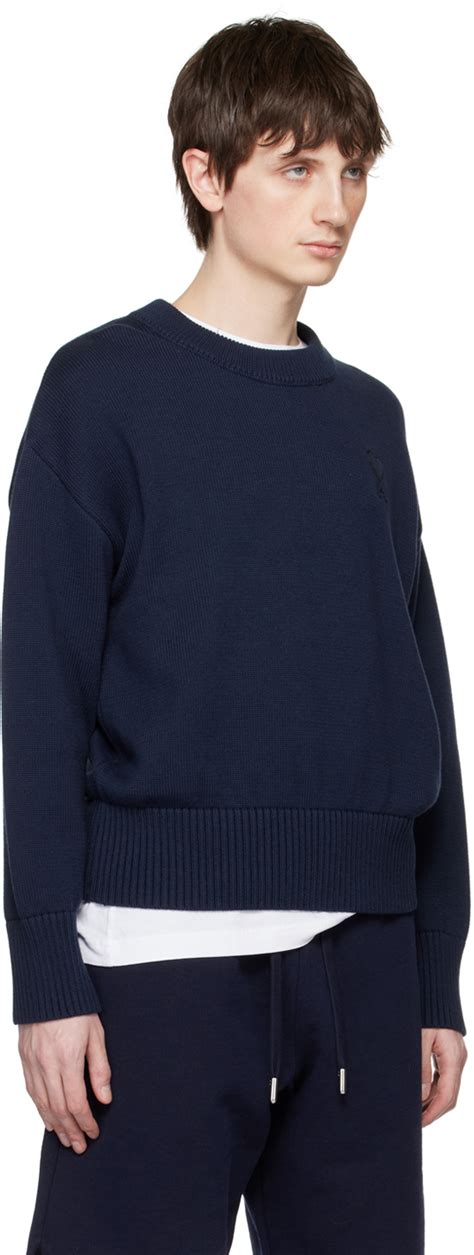 AMI Alexandre Mattiussi Navy Ami de Cœur Sweater AMI Alexandre Mattiussi