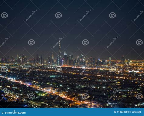 Dubai City at Night with Lights Stock Photo - Image of night, travel ...