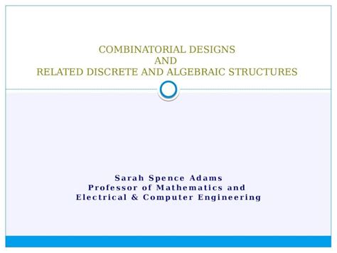 PPTX Sarah Spence Adams Professor Of Mathematics And Electrical