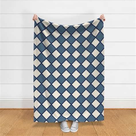 Diagonal Checkerboard Tile Coastal Fabric Spoonflower