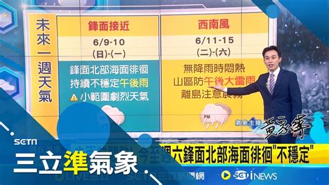 鋒面水氣南北夾擊 全台16縣市豪大雨特報 端午連假悶熱 西南風挾暖濕空氣 高溫33 35度｜氣象主播 黃家緯｜【三立準氣象