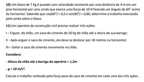 Um Bloco De Kg Puxado Velocidade Constante Por Uma