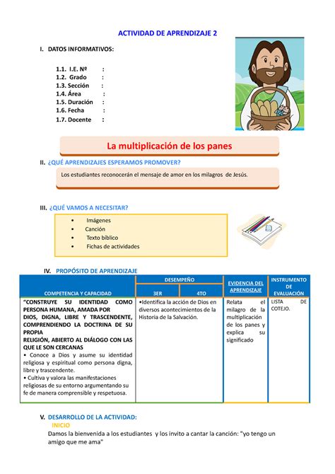 D A Sesion Rel La Multiplicaci N De Los Panes Actividad De