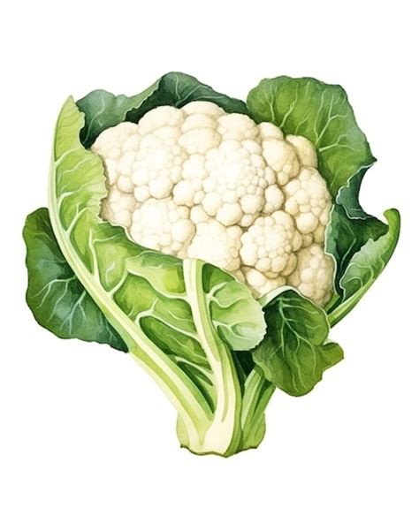 Premium Ai Image A Drawing Of A Cauliflower With Green Leaves