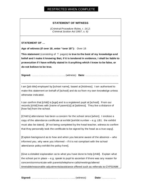 The Criminal Procedure Rules S Statement Of Witness Doc Template Pdffiller