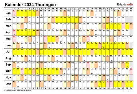 Kalender Th Ringen Ferien Feiertage Pdf Vorlagen