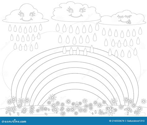 Coloring Book for Children, Fairy Rainbow Stock Vector - Illustration ...