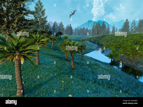 Plants in the Cretaceous Period, illustration Stock Photo - Alamy