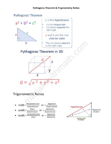 Pythagoras Theorem And Trigonometric Ratios Igcse Mathematics 0580 Past Papers Worksheet