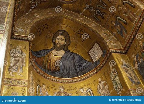 Mosaicos En El Interior De La Catedral De Monreale Imagen De Archivo