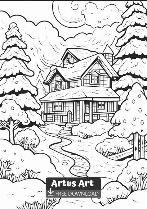 Snowfall Coloring Page Coloring Pages Coloring Pages Nature