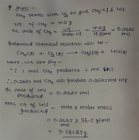 Methane Gas Methane Gas Reacts With Chlorine Gas