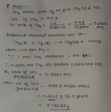 Solved Methane Ch4 Reacts With Chlorine Gas To Produce Chloroform