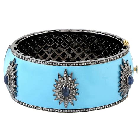 Tiffany Schlumberger Blue Enamel And Diamond Bracelet For Sale At