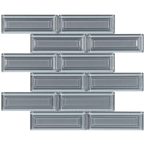 Mto0515 Modern 2x6 Beveled Subway Gray Blue Glossy Molded Glass Mosaic Tile Mosaic Glass