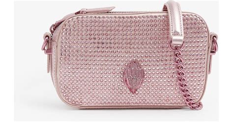 Kurt Geiger Kensington Crystal Embellished Metallic Leather Cross Body Camera Bag In Pink Lyst Uk