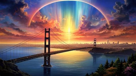 Premium AI Image | A sunset over the golden gate bridge