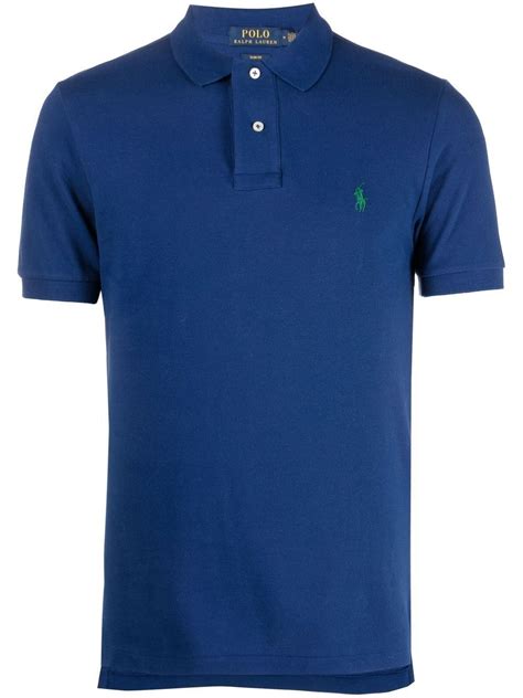 Buy Ralph Lauren Logo Embroidered Cotton Polo Hirt Blue At 34 Off