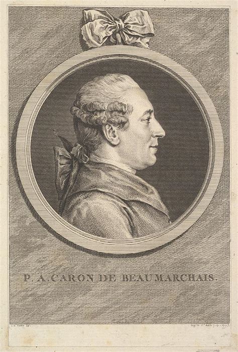 Portrait Of P A Caron De Beaumarchais Drawing By Augustin De Saint