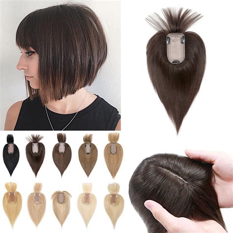 Amazon S Noilite Human Hair Toppers With Bangs Silk Base Clip In