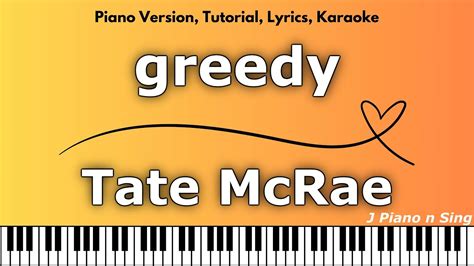 Tate Mcrae Greedy Piano Version Tutorial Lyrics Karaoke Youtube