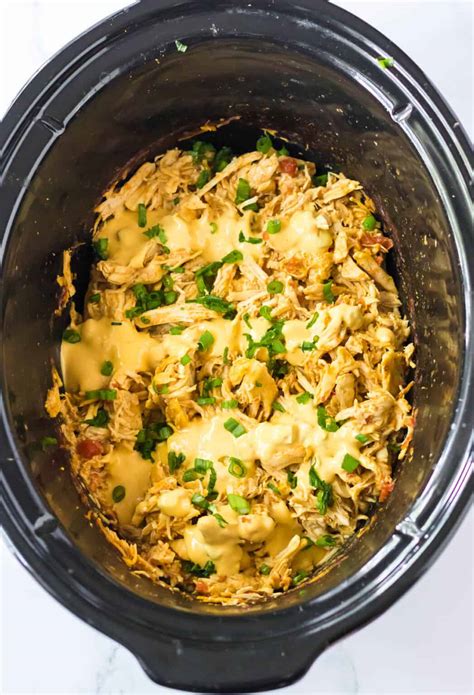 Slow Cooker Queso Chicken 4 Ingredients Busy Day Dinners