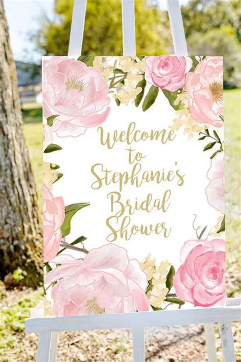 Bridal Shower Welcome Sign Pink And Gold Bridal Shower Sign Etsy