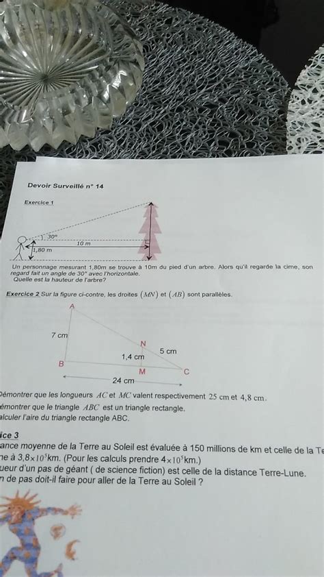 Bonjour Je Voudrais Savoir Quel Calculs Faire Pour L Exercice 1 Merci