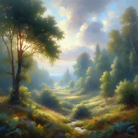 Impressionist Landscape A Soft And Painterly Impressionist La Stock